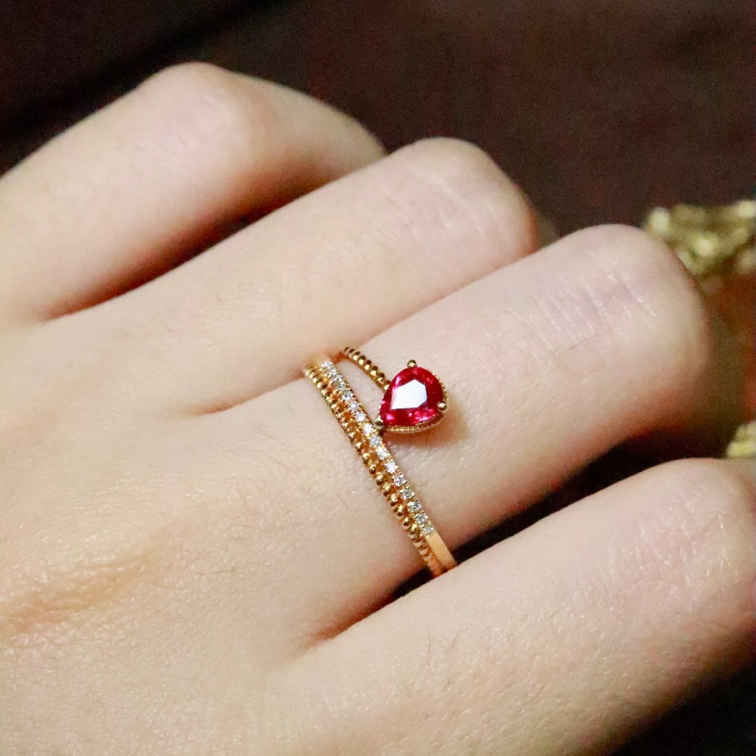 14k Gold 0.56 Ctw Natural Ruby & Diamond Ring - 6