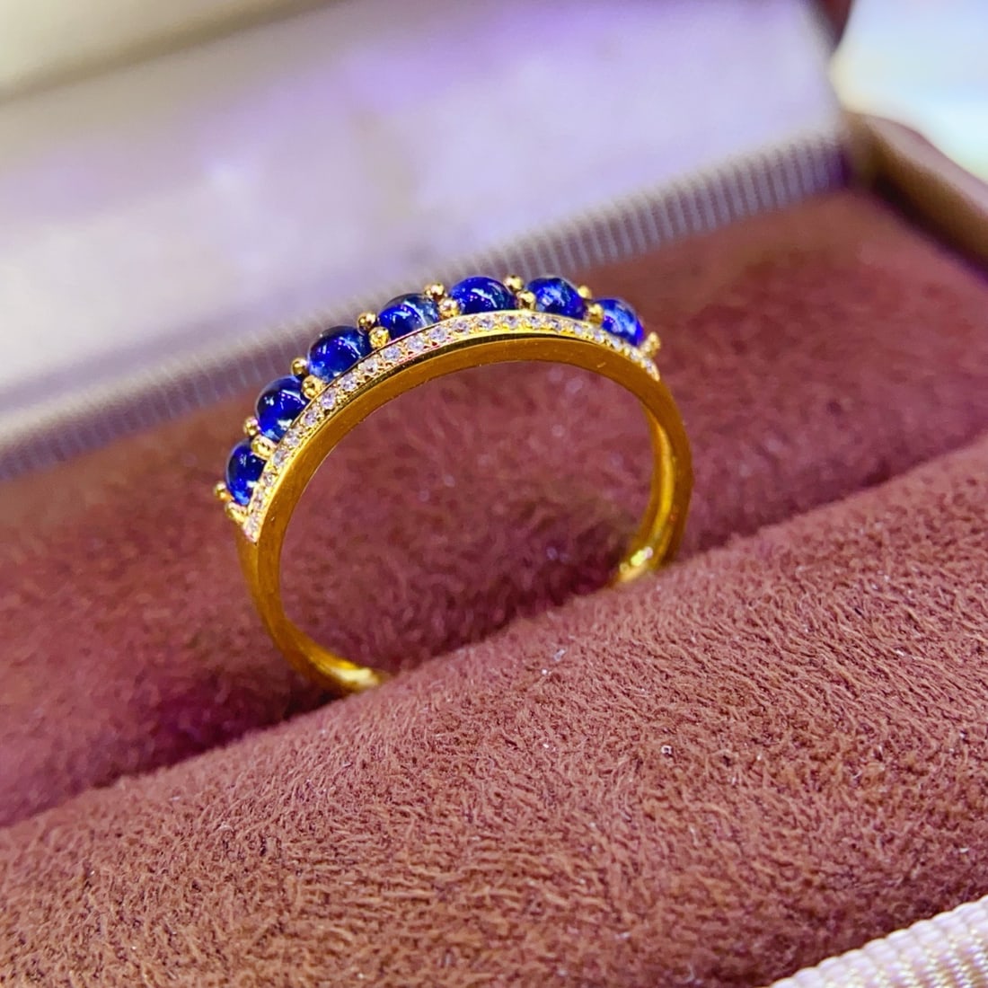 14k Gold 1.5 Ct Natural Sapphire & Diamond Ring - 4