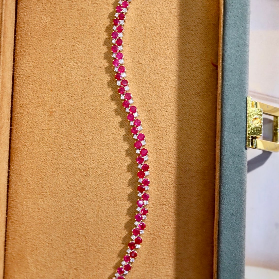 14k Gold 8.71 Ctw Natural Ruby & Diamond Bracelet - 2