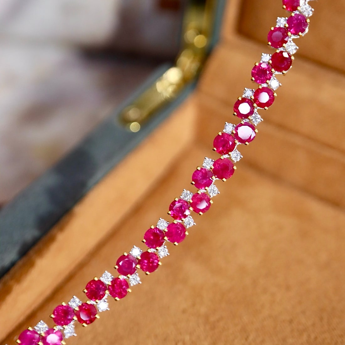 14k Gold 8.71 Ctw Natural Ruby & Diamond Bracelet - 5