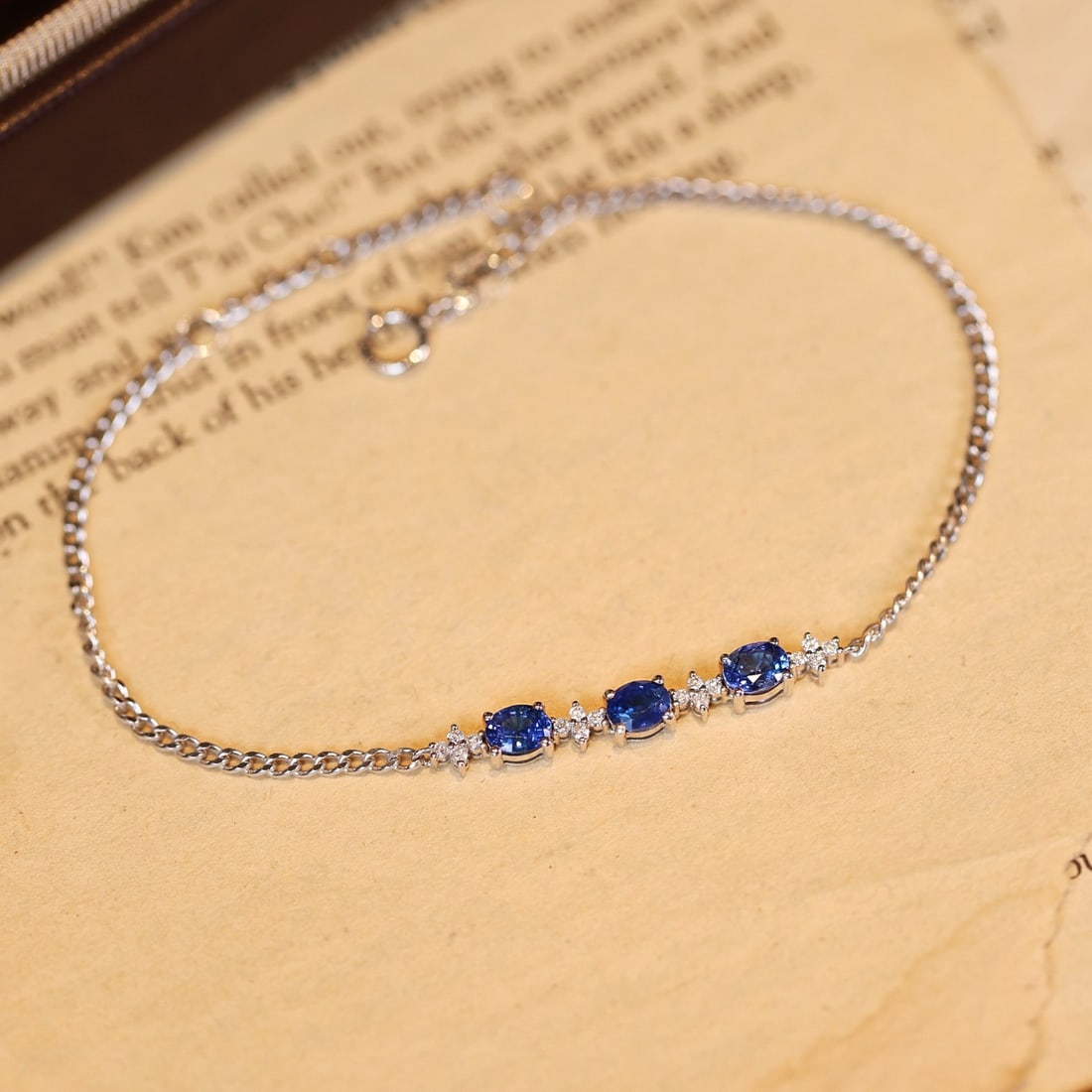 14k Gold 1.00 Ct Natural Sapphire & Diamond Bracelet - 4