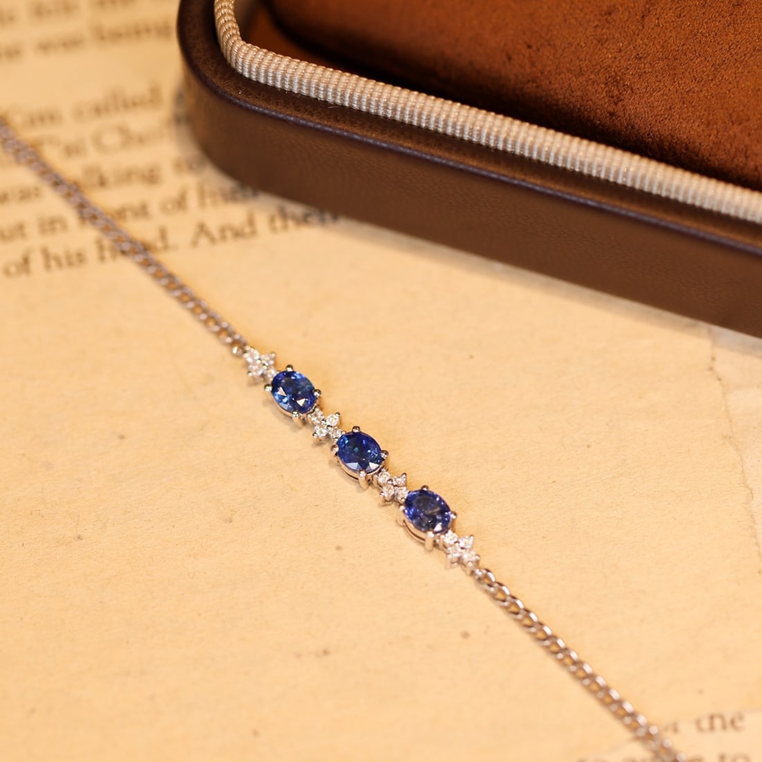 14k Gold 1.00 Ct Natural Sapphire & Diamond Bracelet - 6