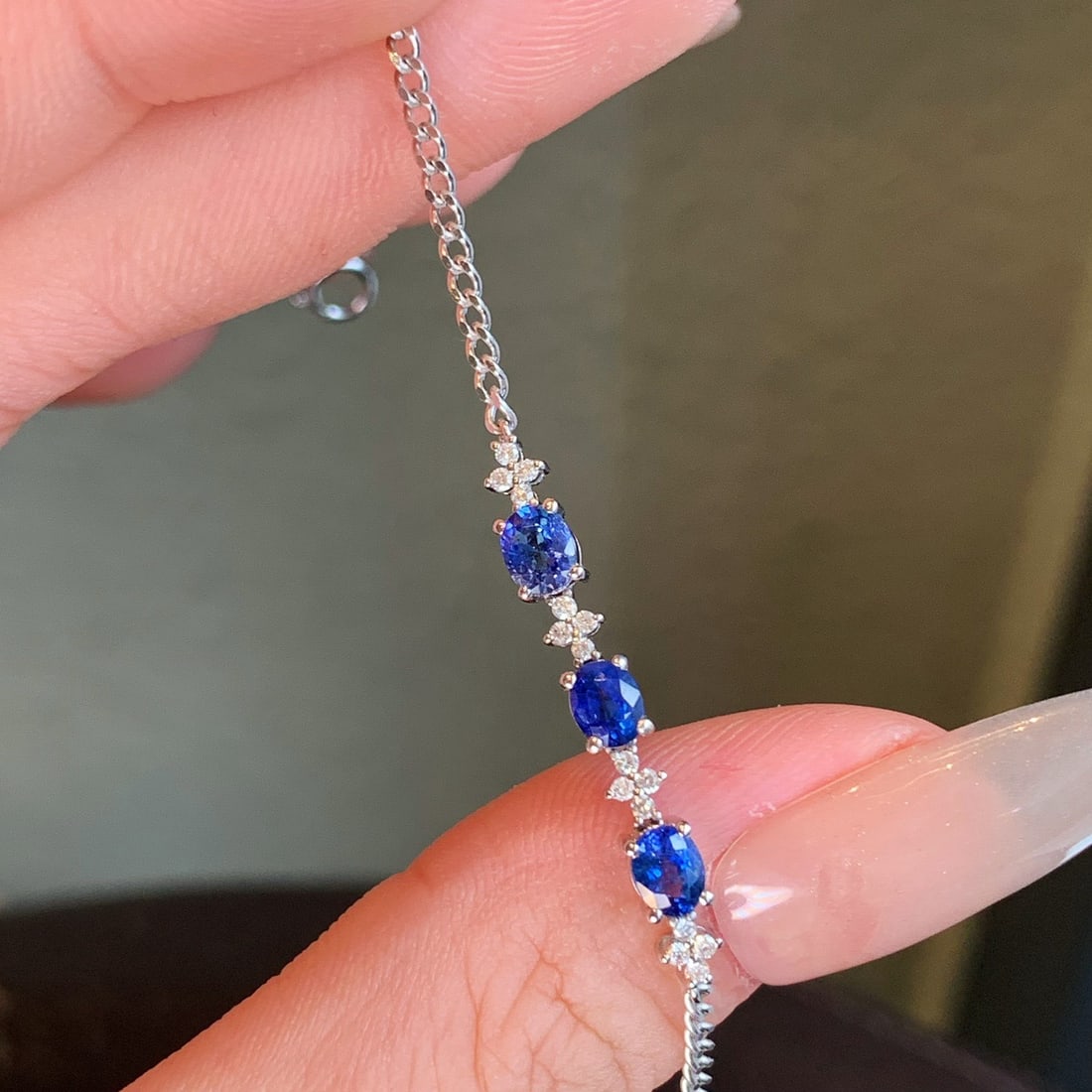 14k Gold 1.00 Ct Natural Sapphire & Diamond Bracelet - 7