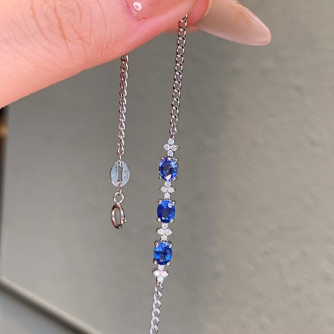 14k Gold 1.00 Ct Natural Sapphire & Diamond Bracelet - 8