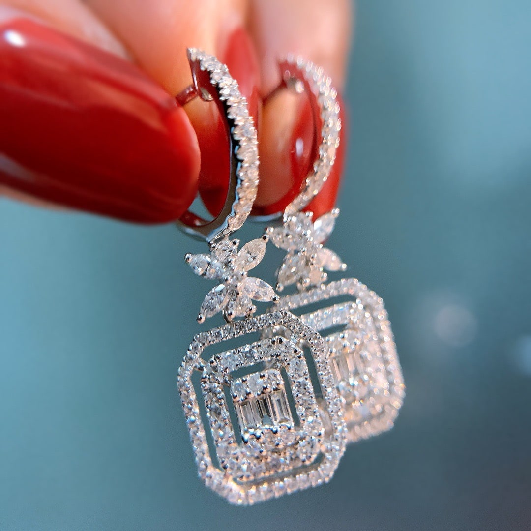 14k Gold 1 Ct Natural H Diamond Earrings - 2