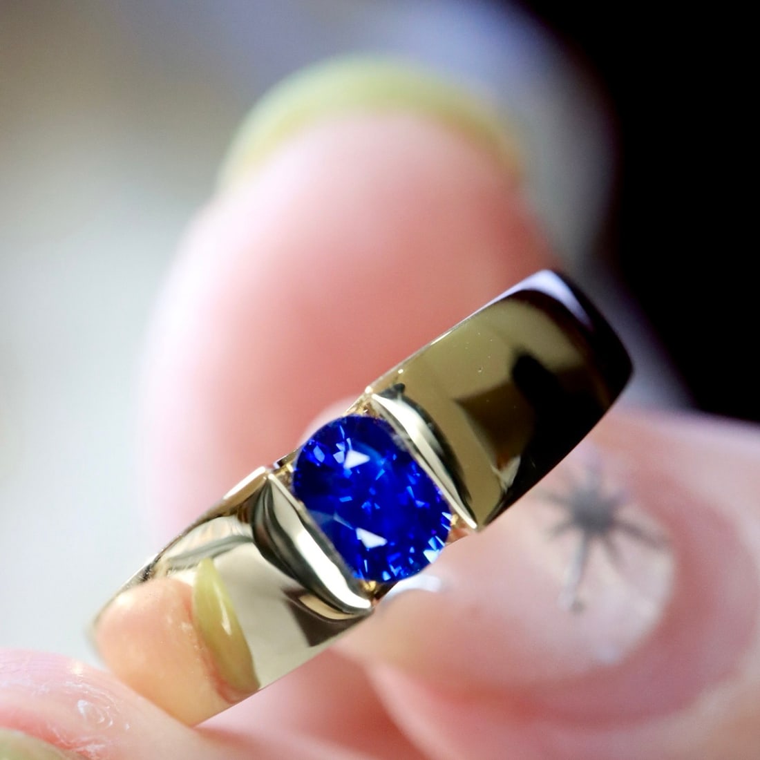 14k Gold 0.55 Ctw Natural Sapphire & Diamond Ring - 2