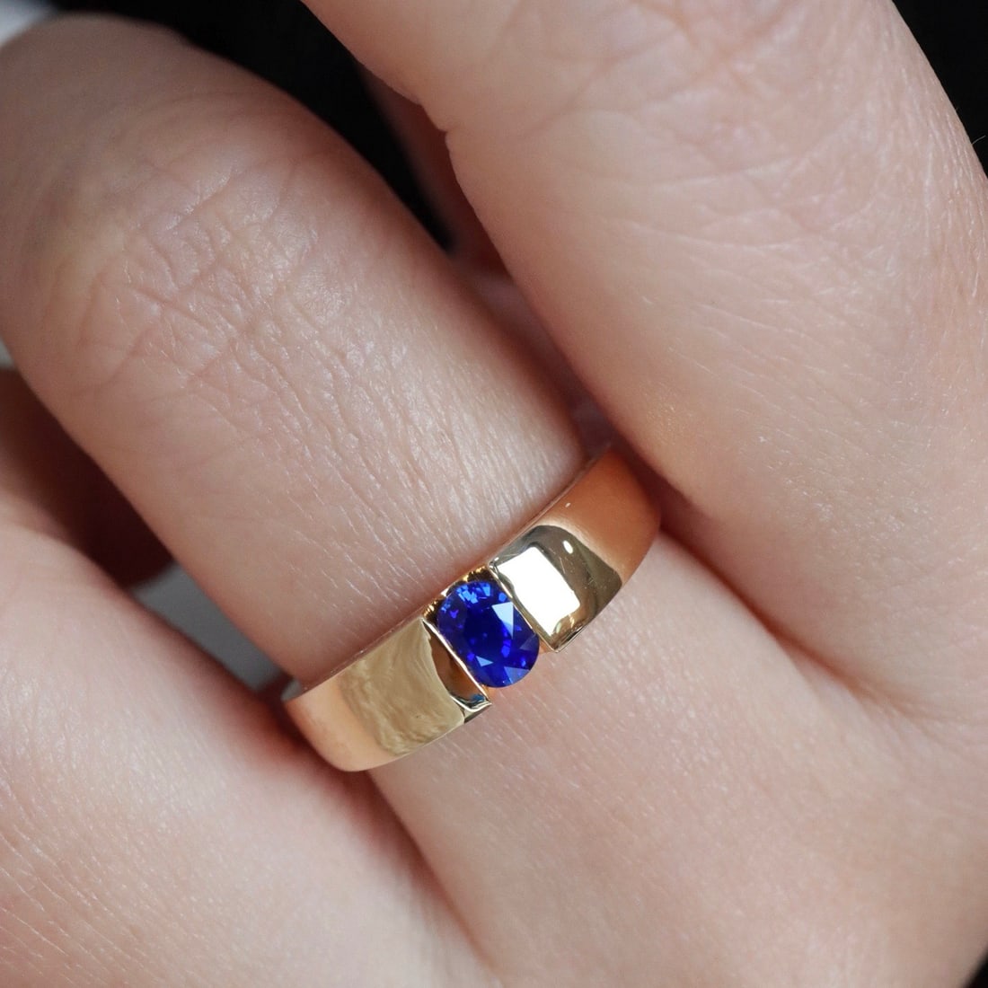 14k Gold 0.55 Ctw Natural Sapphire & Diamond Ring - 5