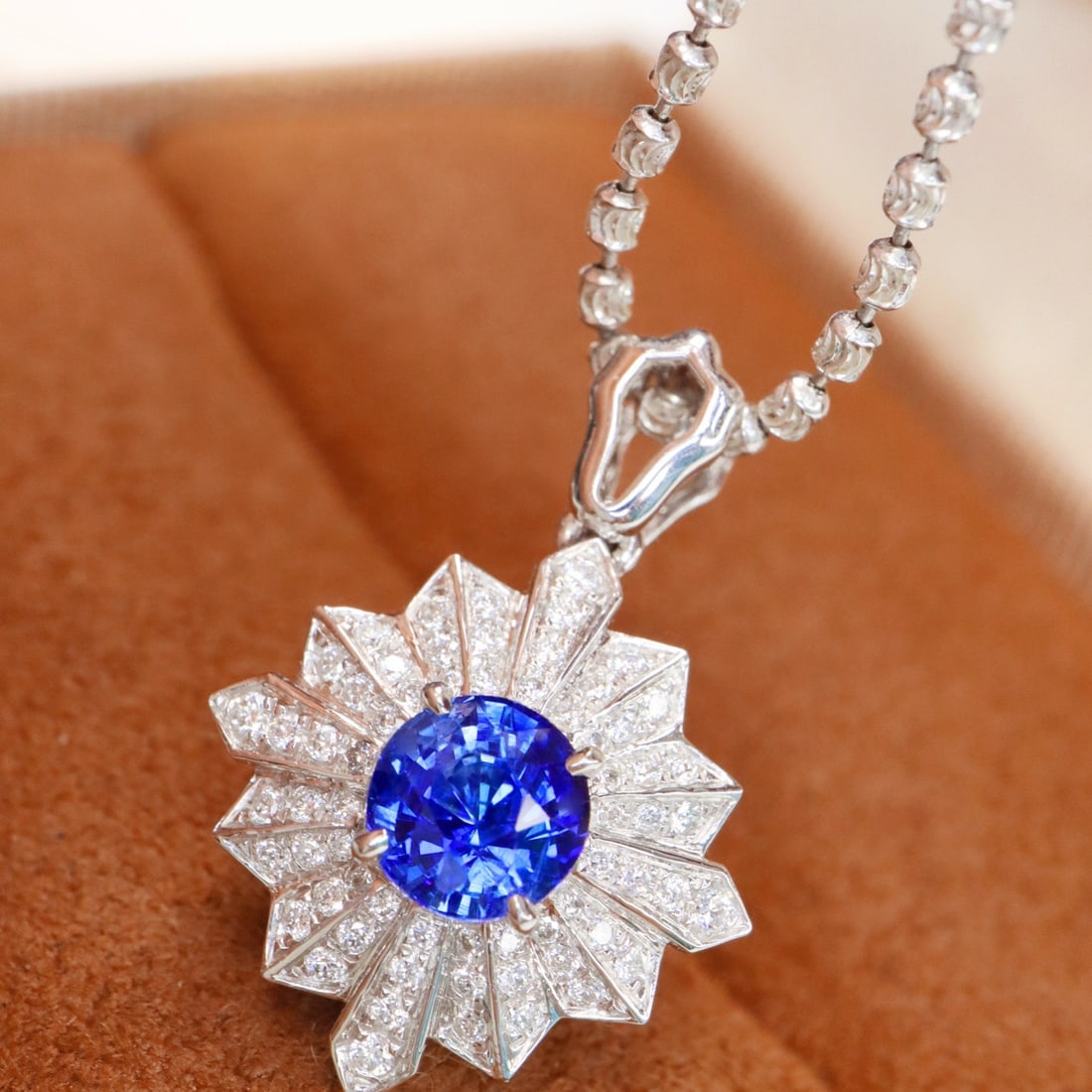 14k Gold 1.34 Ctw Natural Sapphire & Diamond Pendant( Without Chain ) - 2