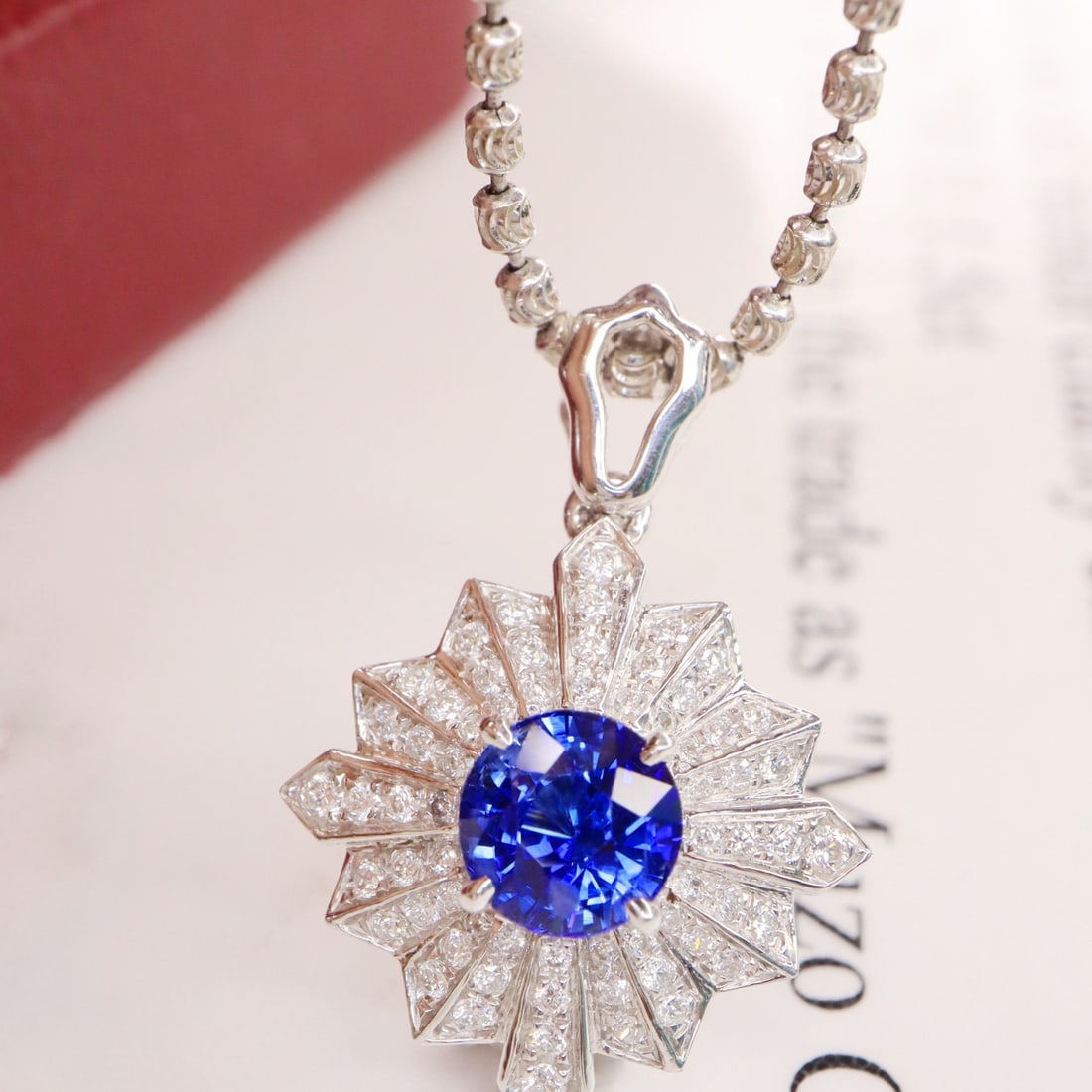 14k Gold 1.34 Ctw Natural Sapphire & Diamond Pendant( Without Chain ) - 3