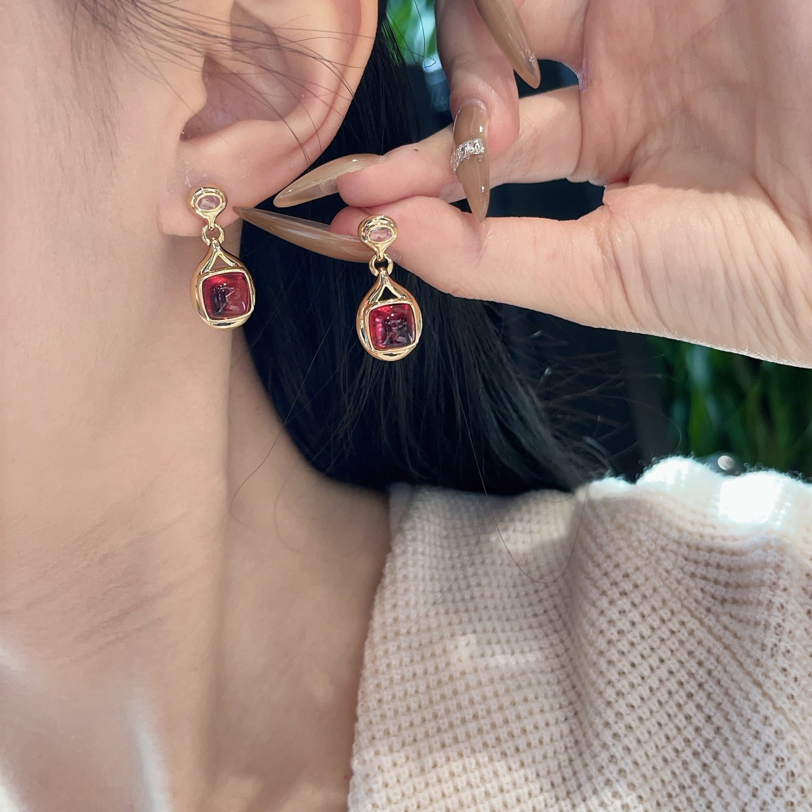 14k Gold 6.23 Ct Natural Tourmaline Earrings - 7