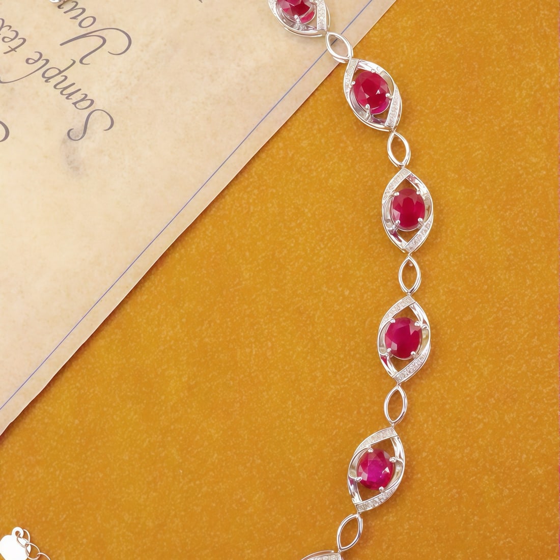 14k Gold 3.71 Ctw Natural Ruby & Diamond Bracelet - 3