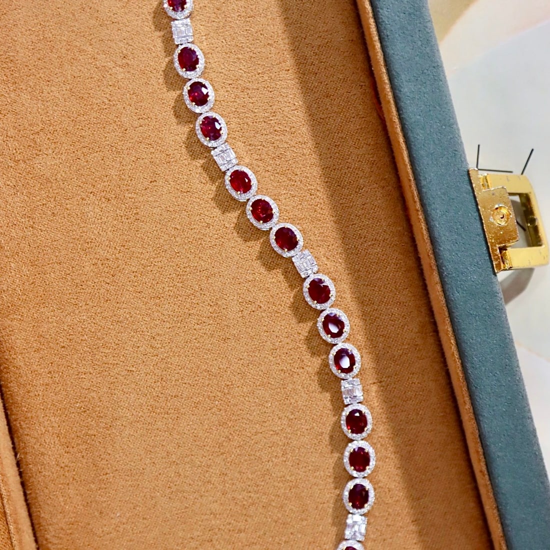 14k Gold 7.98 Ctw Natural Ruby & Diamond Bracelet - 2