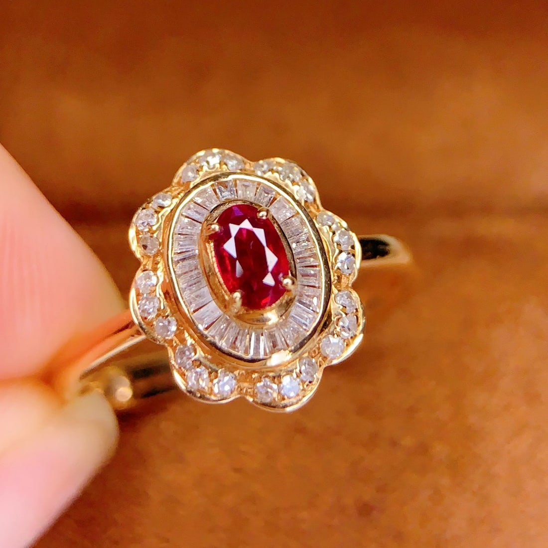 14k Gold 0.4 Ct Natural Ruby & Diamond Ring - 2