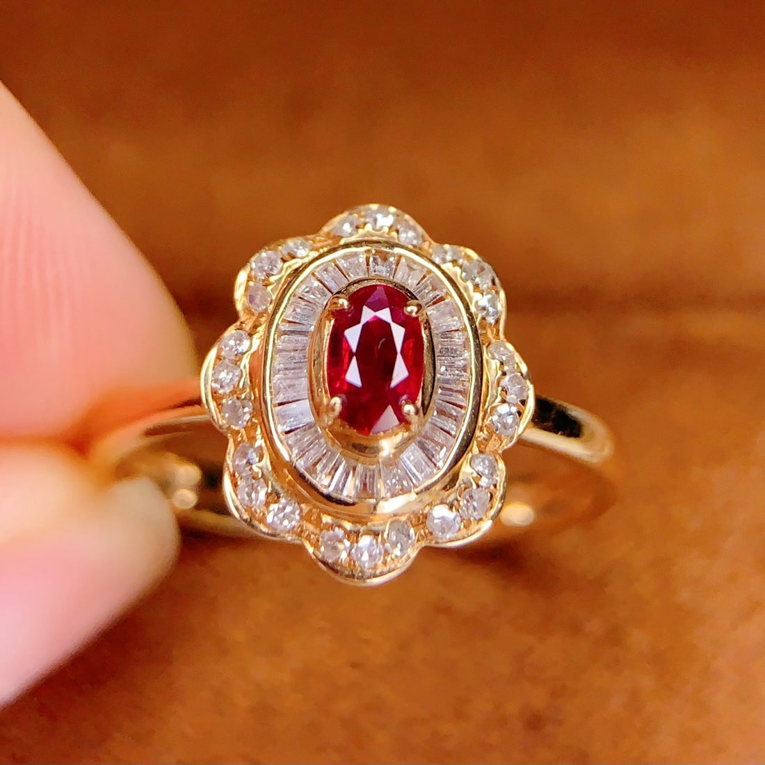 14k Gold 0.4 Ct Natural Ruby & Diamond Ring - 3