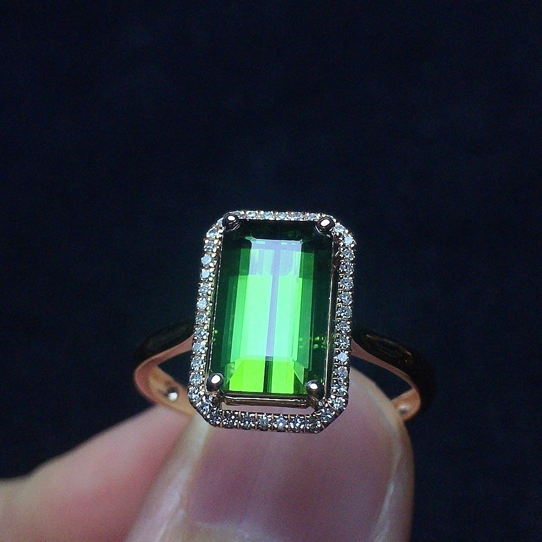 14k Gold 2.38 Ct Natural Tourmaline & Diamond Ring - 3