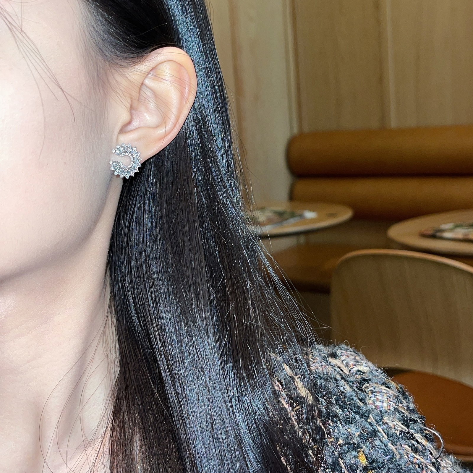 14k Gold 0.85 Ct Natural H Diamond Earrings - 5