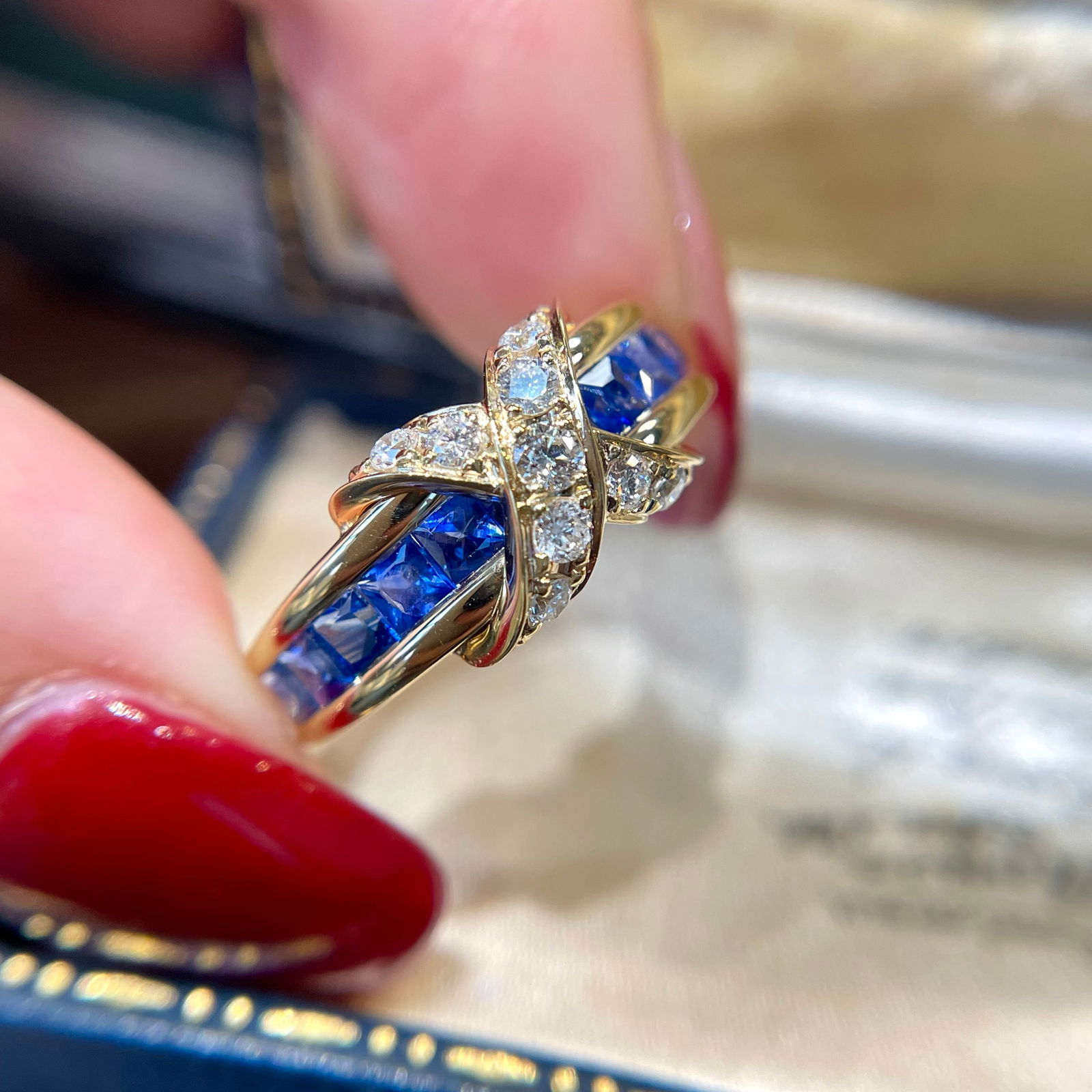 14k Gold 1.1 Ct Natural Sapphire & Diamond Ring - 3