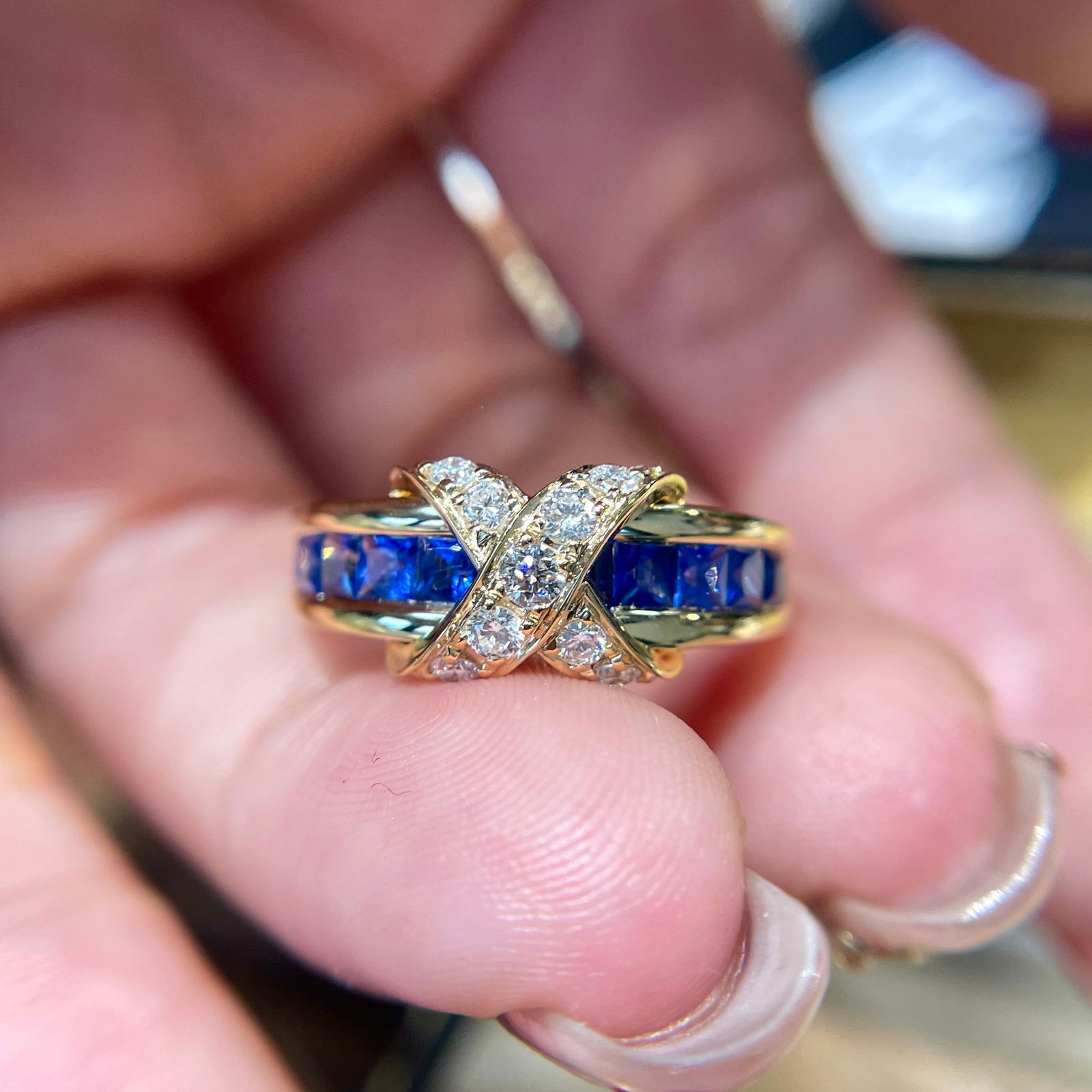 14k Gold 1.1 Ct Natural Sapphire & Diamond Ring - 4