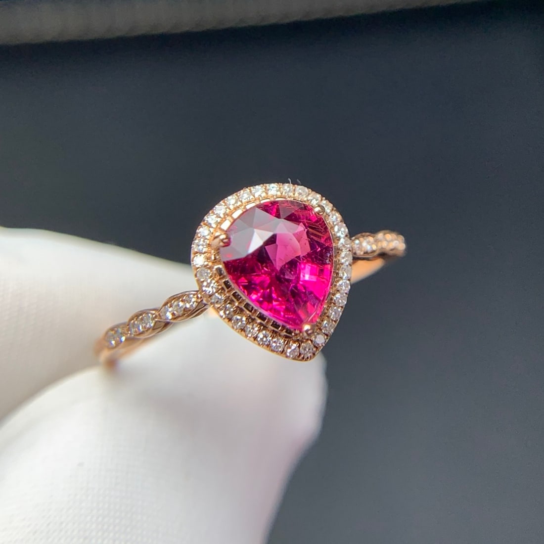 14k Gold 1.3 Ct Natural Tourmaline & Diamond Ring - 2