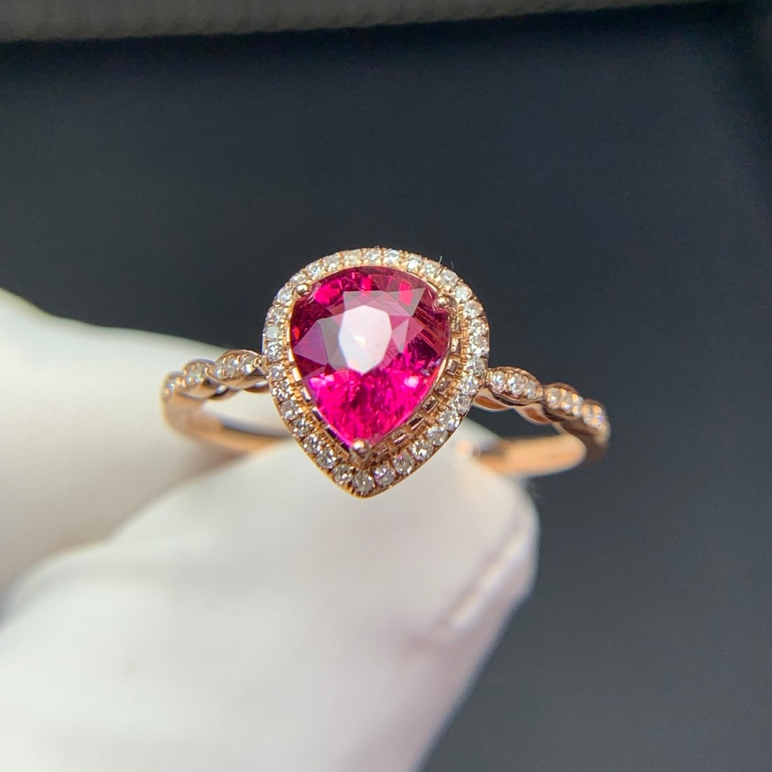 14k Gold 1.3 Ct Natural Tourmaline & Diamond Ring - 3