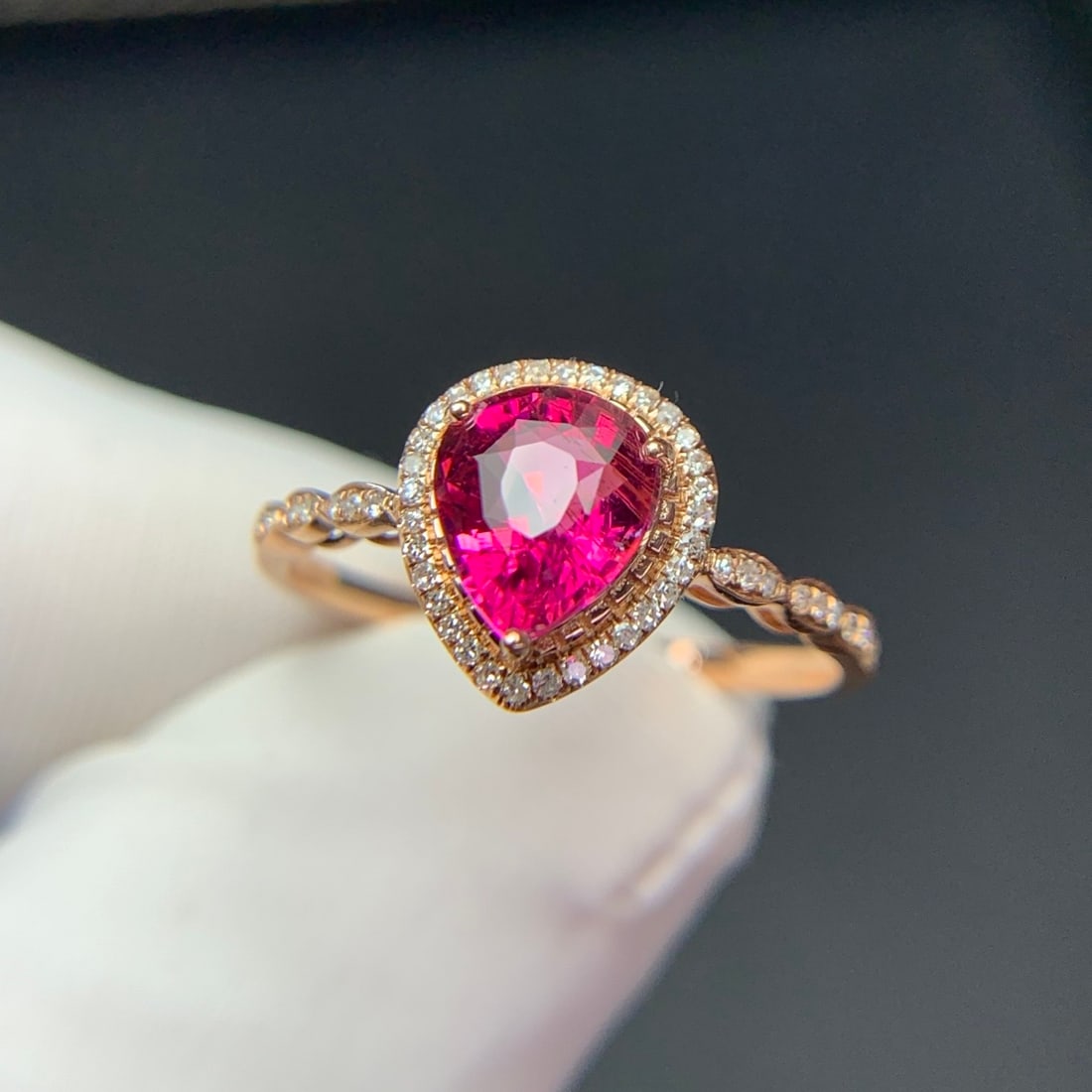 14k Gold 1.3 Ct Natural Tourmaline & Diamond Ring - 4