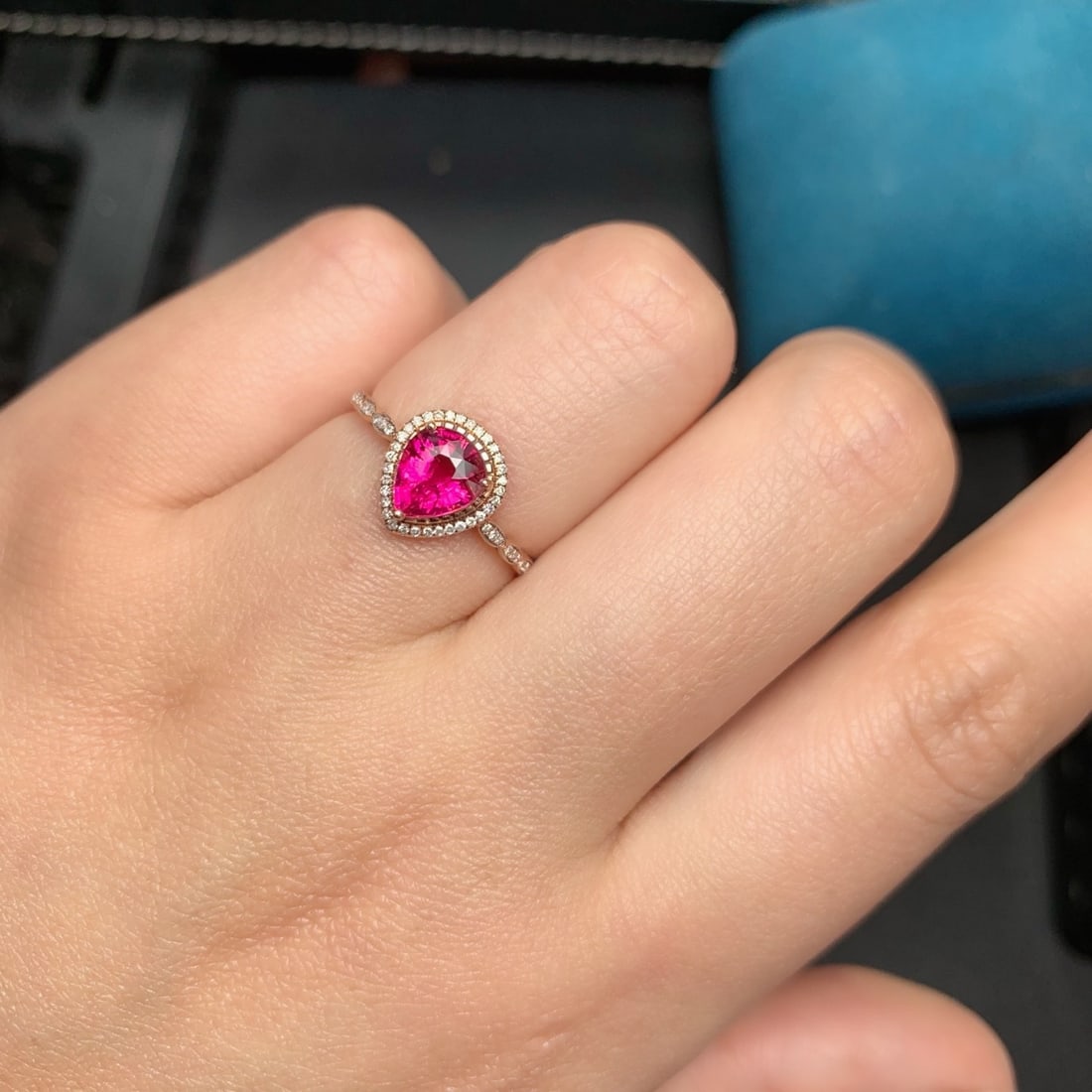 14k Gold 1.3 Ct Natural Tourmaline & Diamond Ring - 9