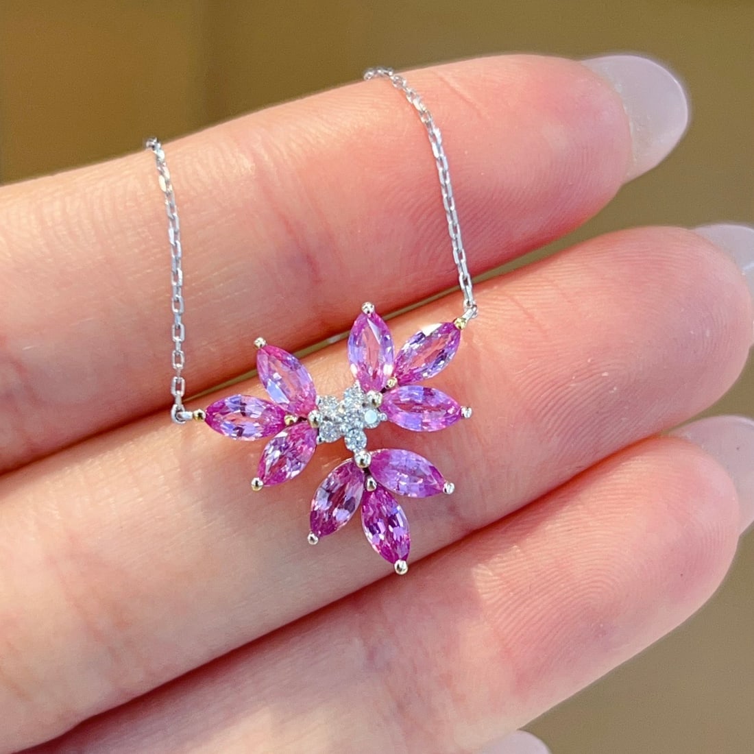 14k Gold 1.98 Ctw Natural Sapphire & Diamond Necklace - 2