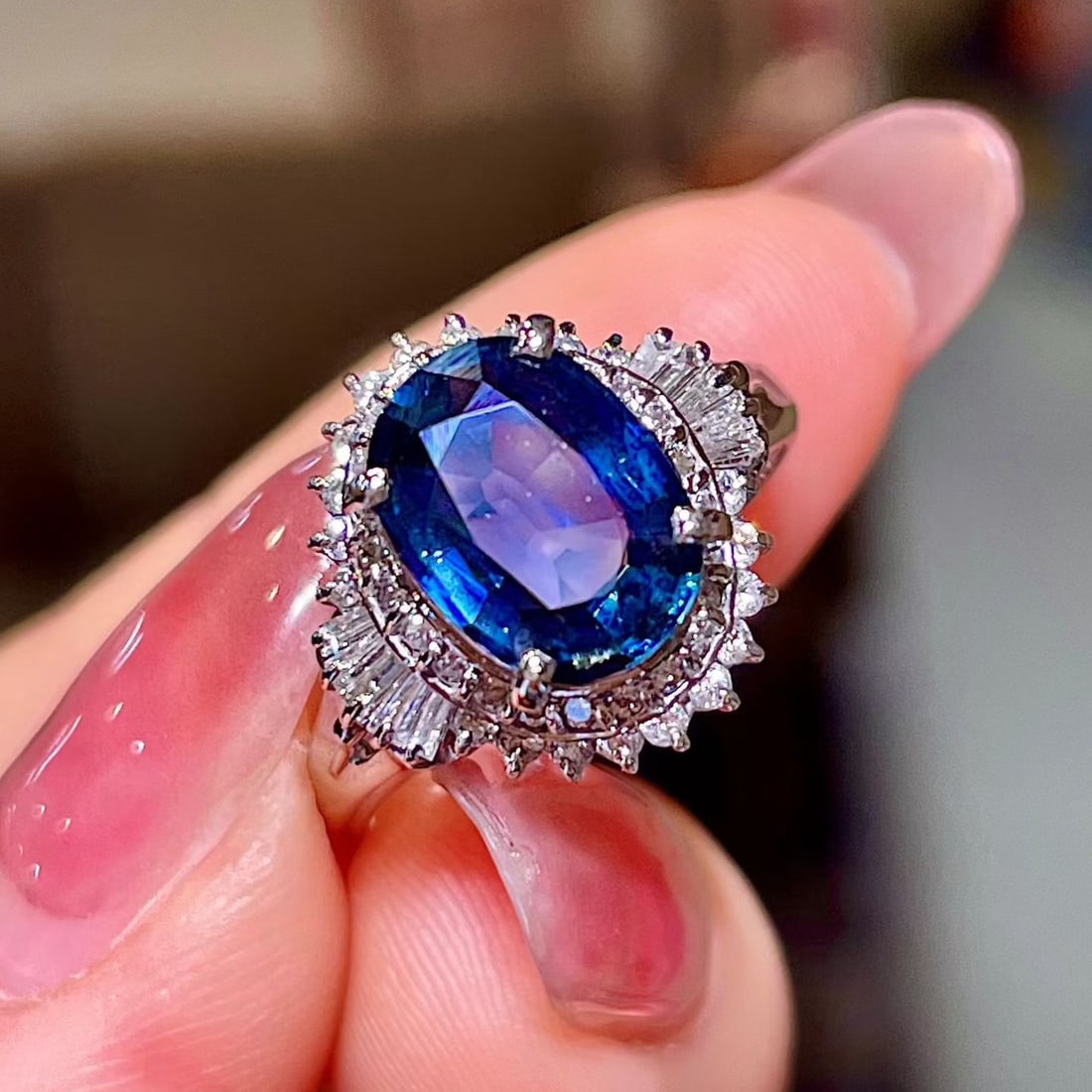 14k Gold 2.27 Ct Natural Sapphire & Diamond Ring - 2