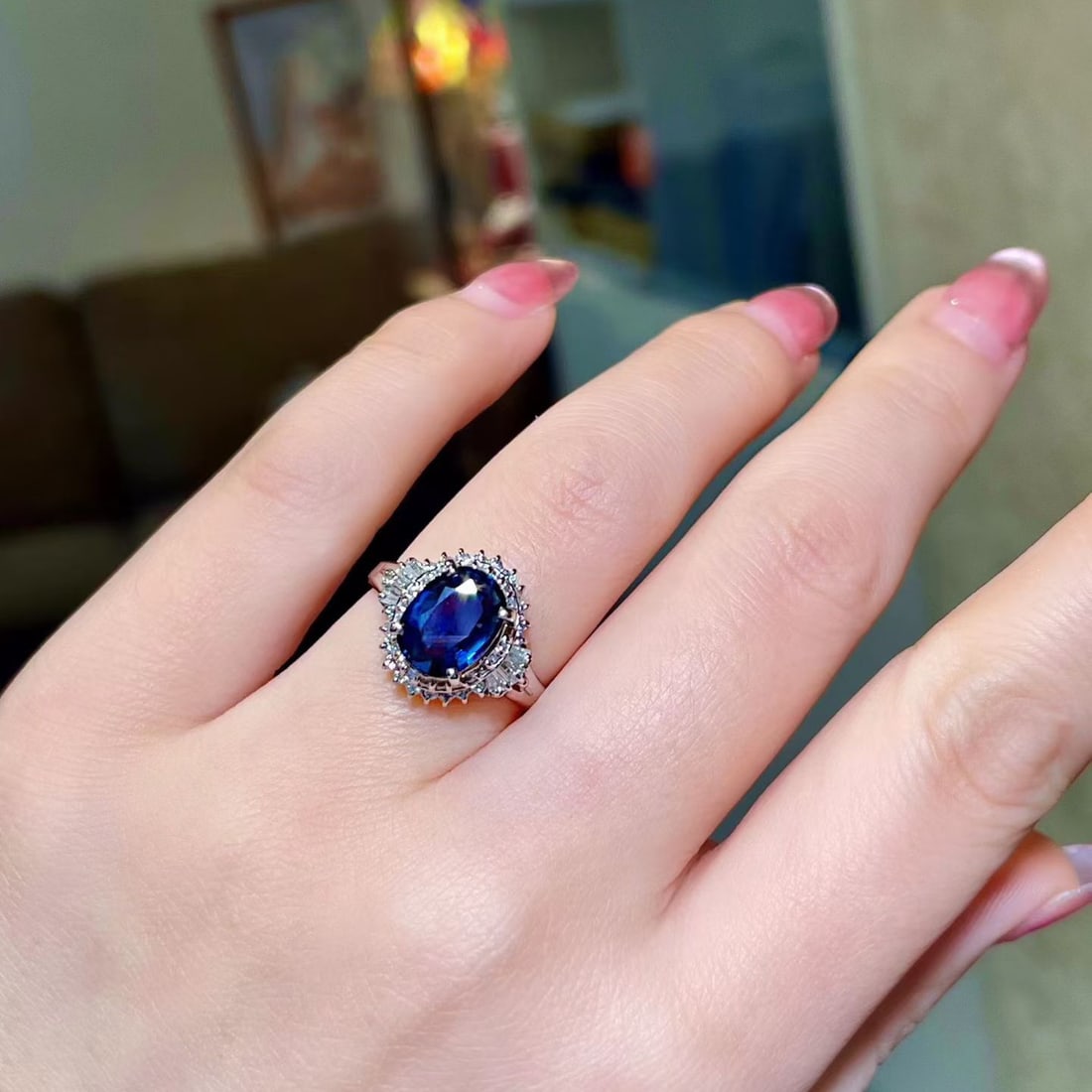 14k Gold 2.27 Ct Natural Sapphire & Diamond Ring - 4