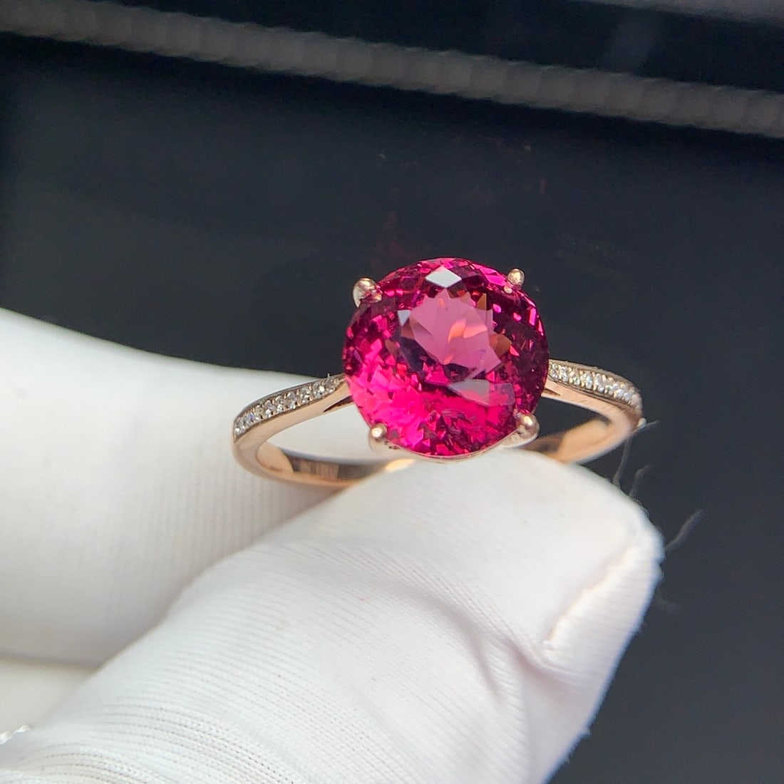 14k Gold 2.9 Ct Natural Tourmaline & Diamond Ring - 4