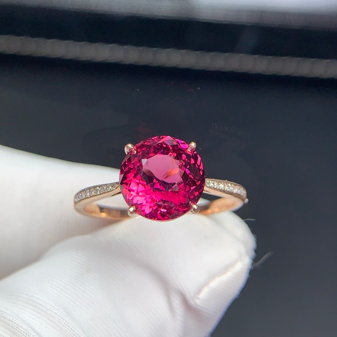 14k Gold 2.9 Ct Natural Tourmaline & Diamond Ring - 6