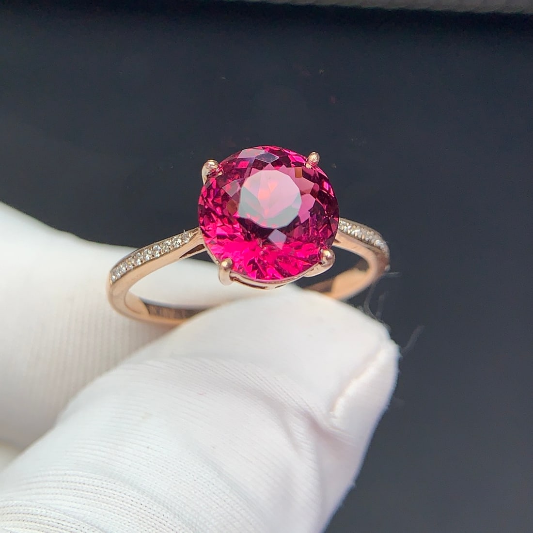 14k Gold 2.9 Ct Natural Tourmaline & Diamond Ring - 8