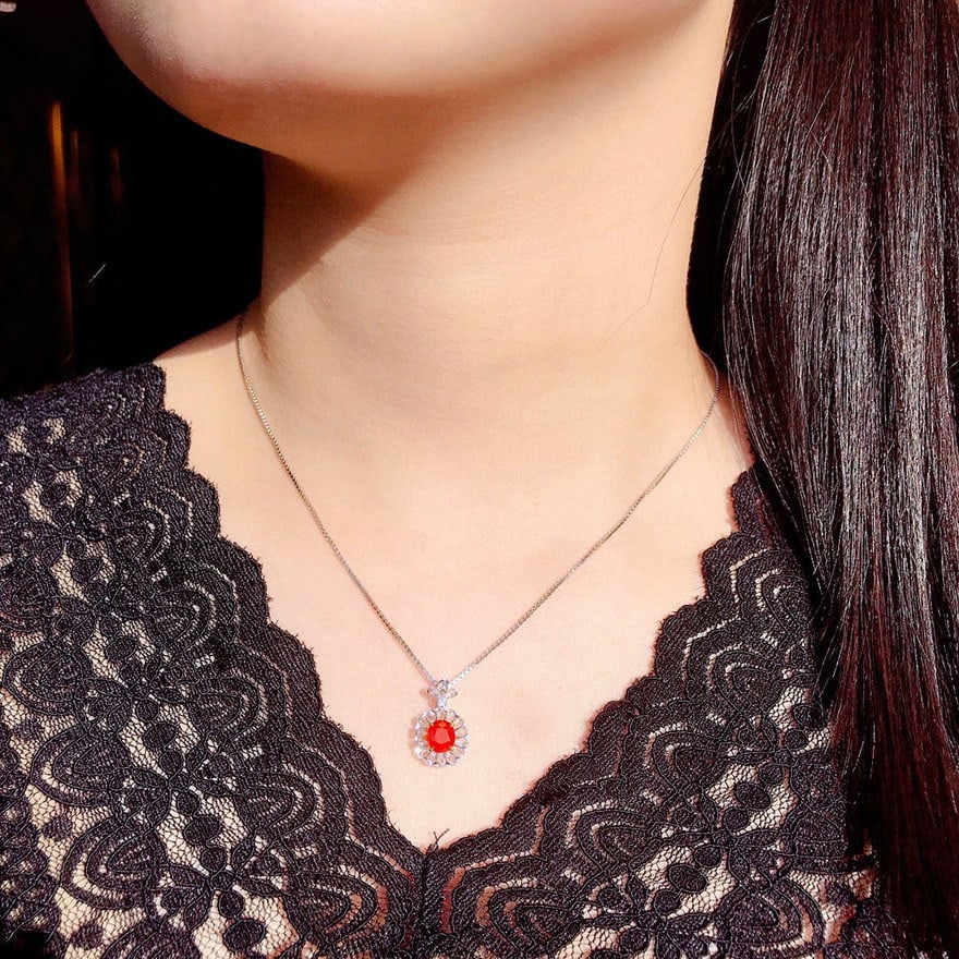 14k Gold 2.00 Ctw Natural Sapphire & Diamond Pendant( Without Chain ) - 6