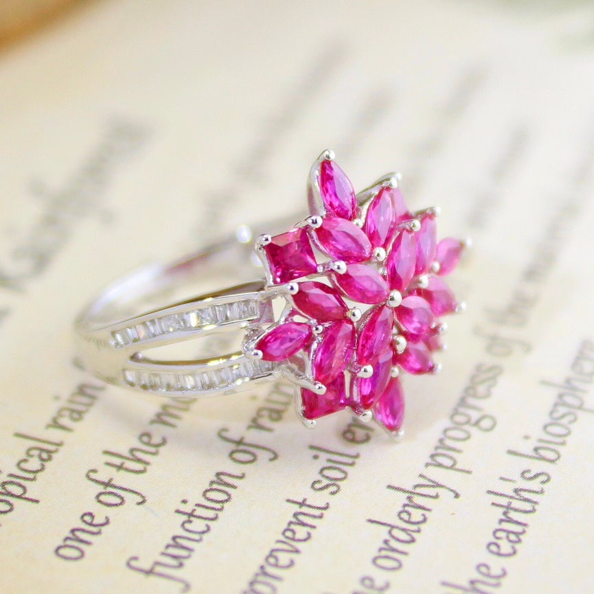 14k Gold 2.5 Ct Natural Ruby & Diamond Ring - 2