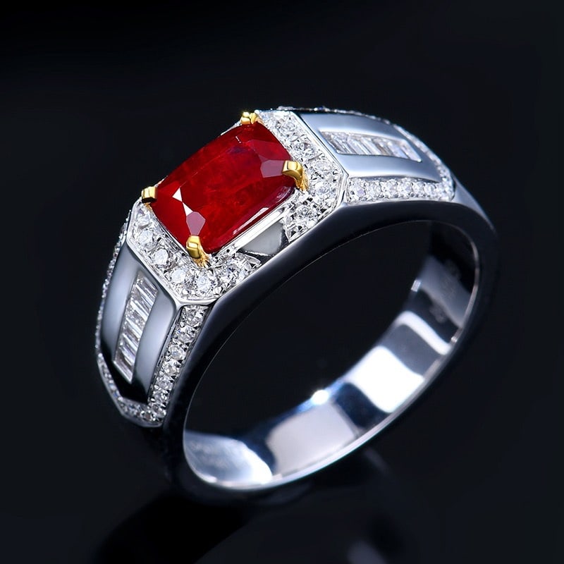 14k Gold 2.38 Ctw Natural Ruby & Diamond & Men¡¯s Ring - 4