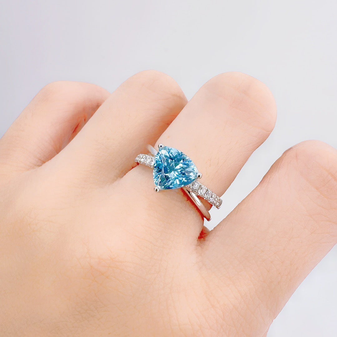 14k Gold 2.01 Ctw Natural Aquamarine & Diamond Ring - 3