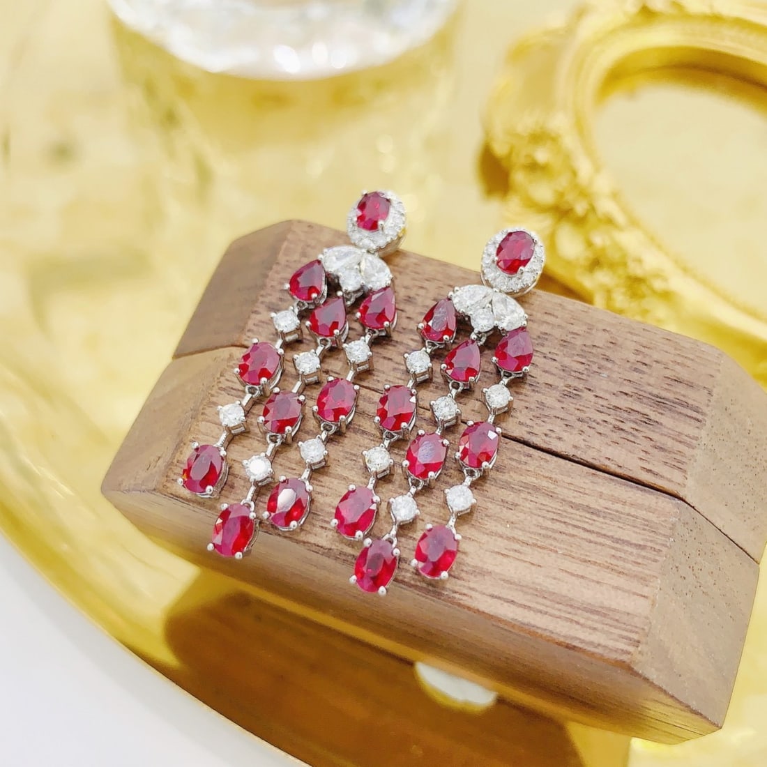 14k Gold 5.52 Ctw Natural Ruby & Diamond Earrings - 4