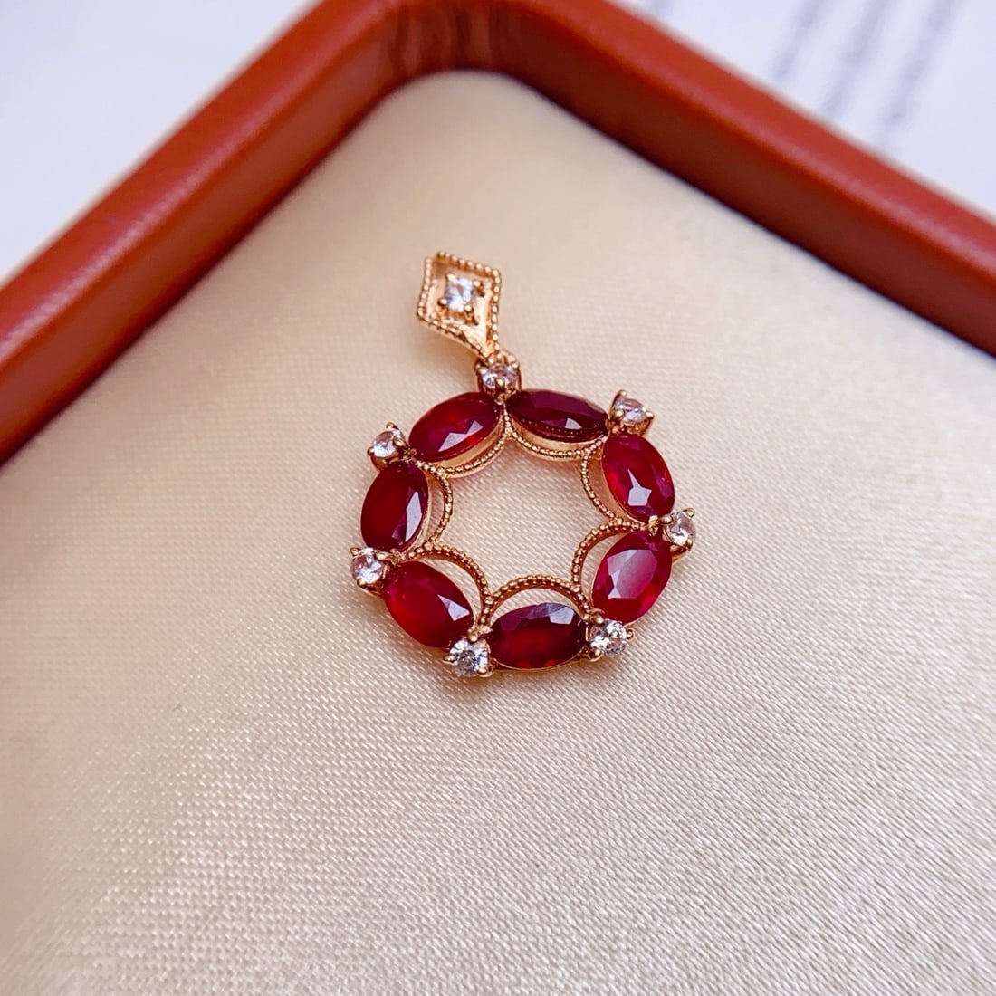 14k Gold 2.55 Ct Natural Ruby & Sapphire Pendant( Without Chain ) - 2