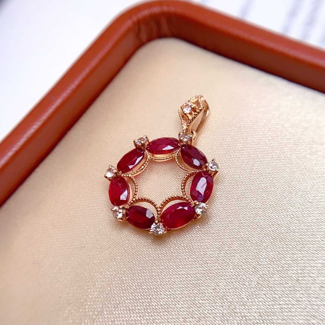 14k Gold 2.55 Ct Natural Ruby & Sapphire Pendant( Without Chain ) - 3