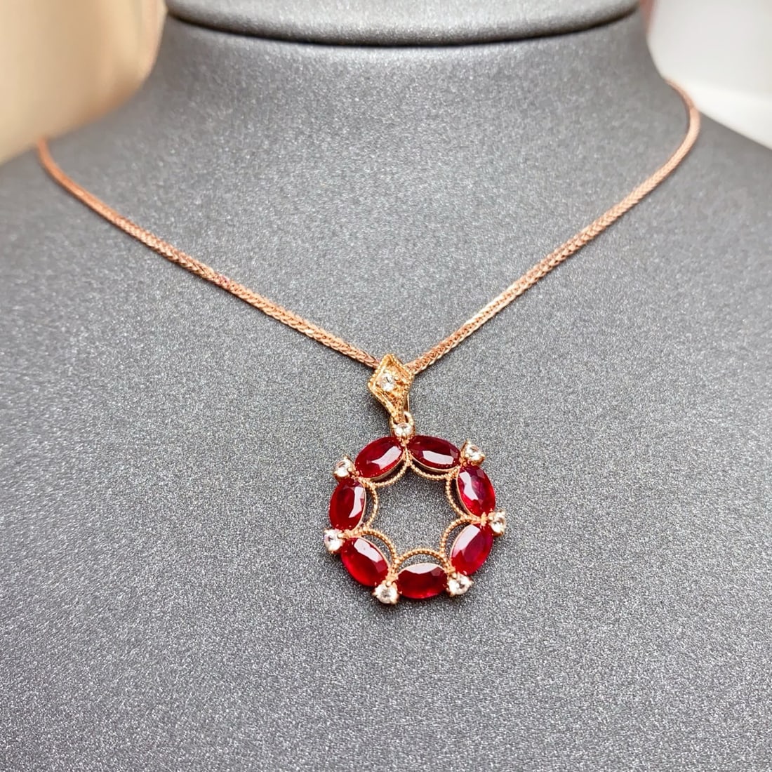 14k Gold 2.55 Ct Natural Ruby & Sapphire Pendant( Without Chain ) - 4