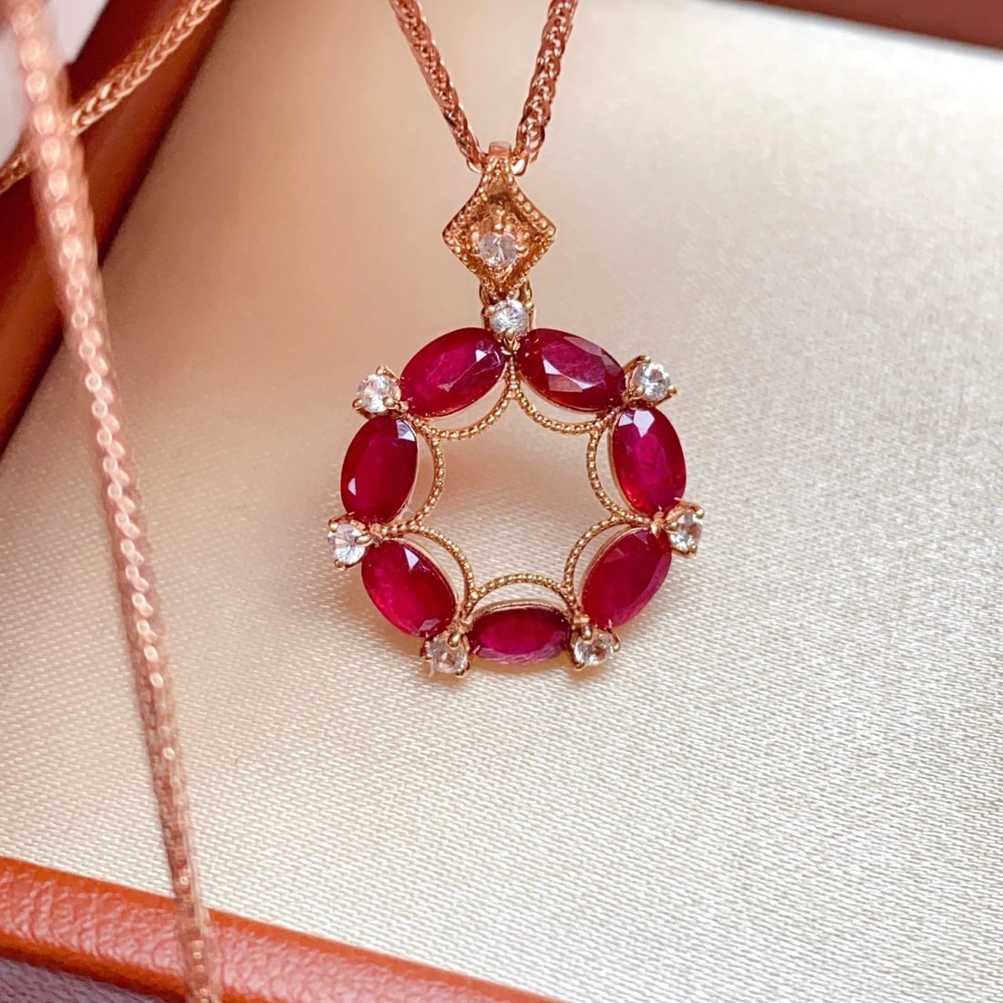 14k Gold 2.55 Ct Natural Ruby & Sapphire Pendant( Without Chain ) - 5