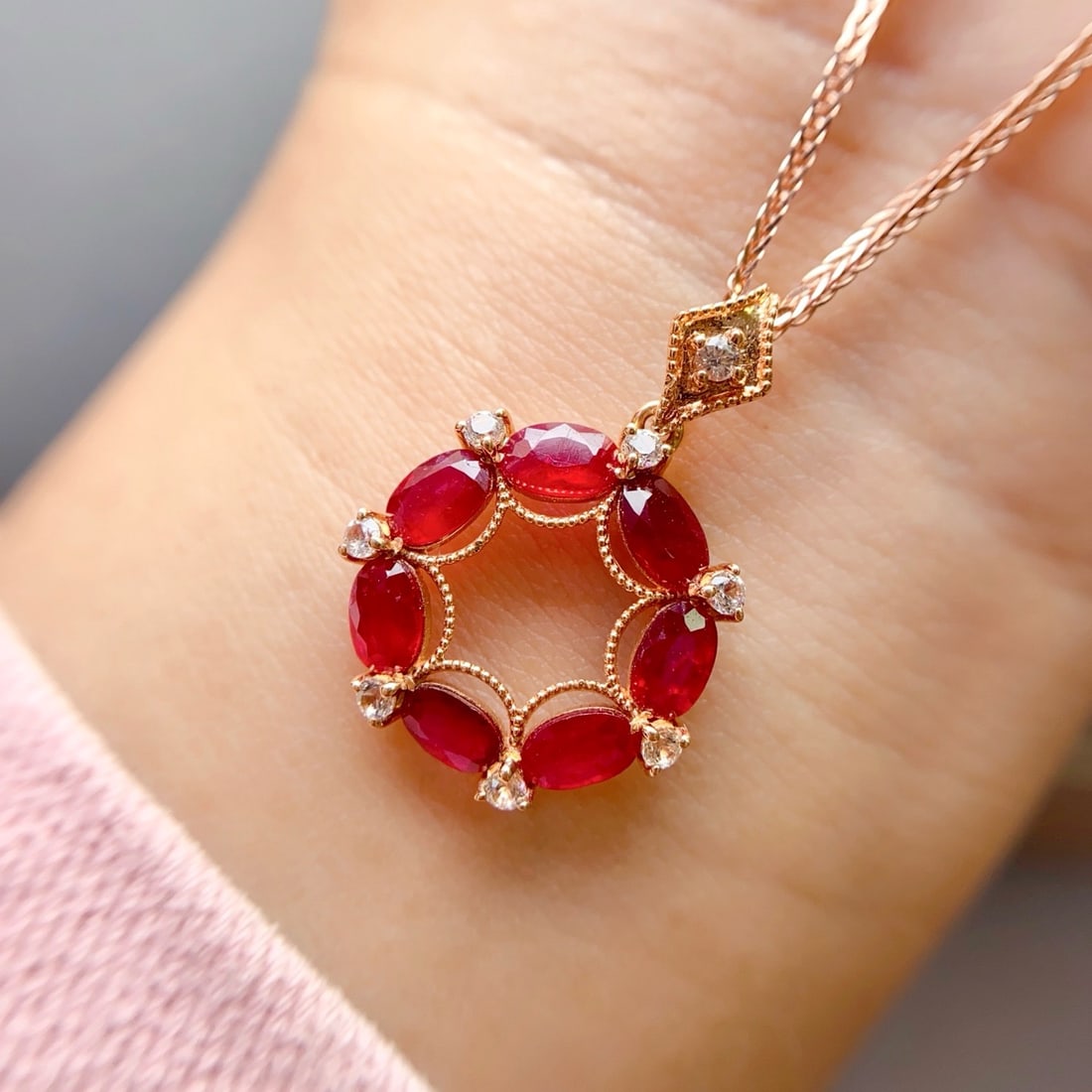 14k Gold 2.55 Ct Natural Ruby & Sapphire Pendant( Without Chain ) - 6