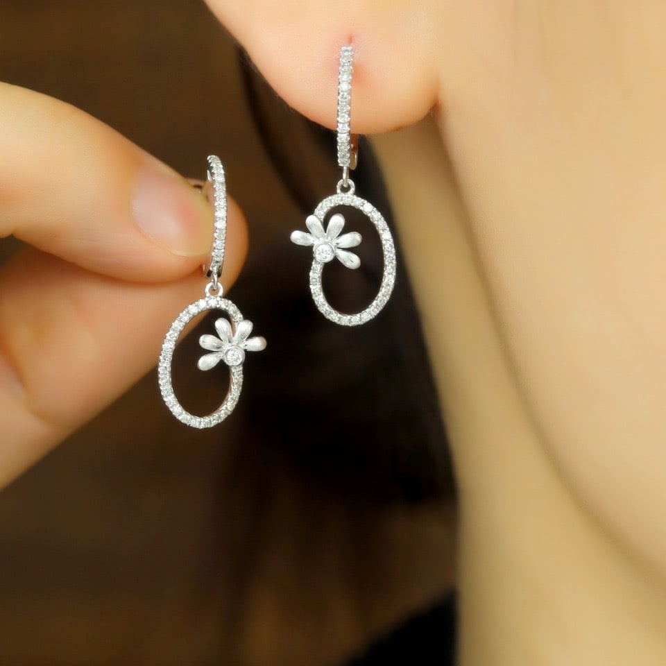 14k Gold 0.40 Ct Natural H Diamond Earrings - 6