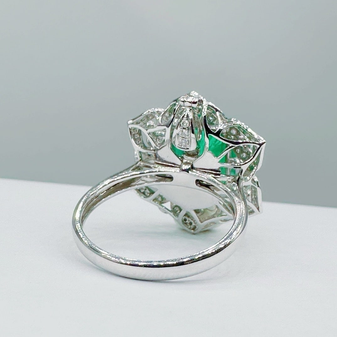 14k Gold 4.70 Ctw Natural Emerald & Diamond Ring/pendant( Without Chain ) - 4