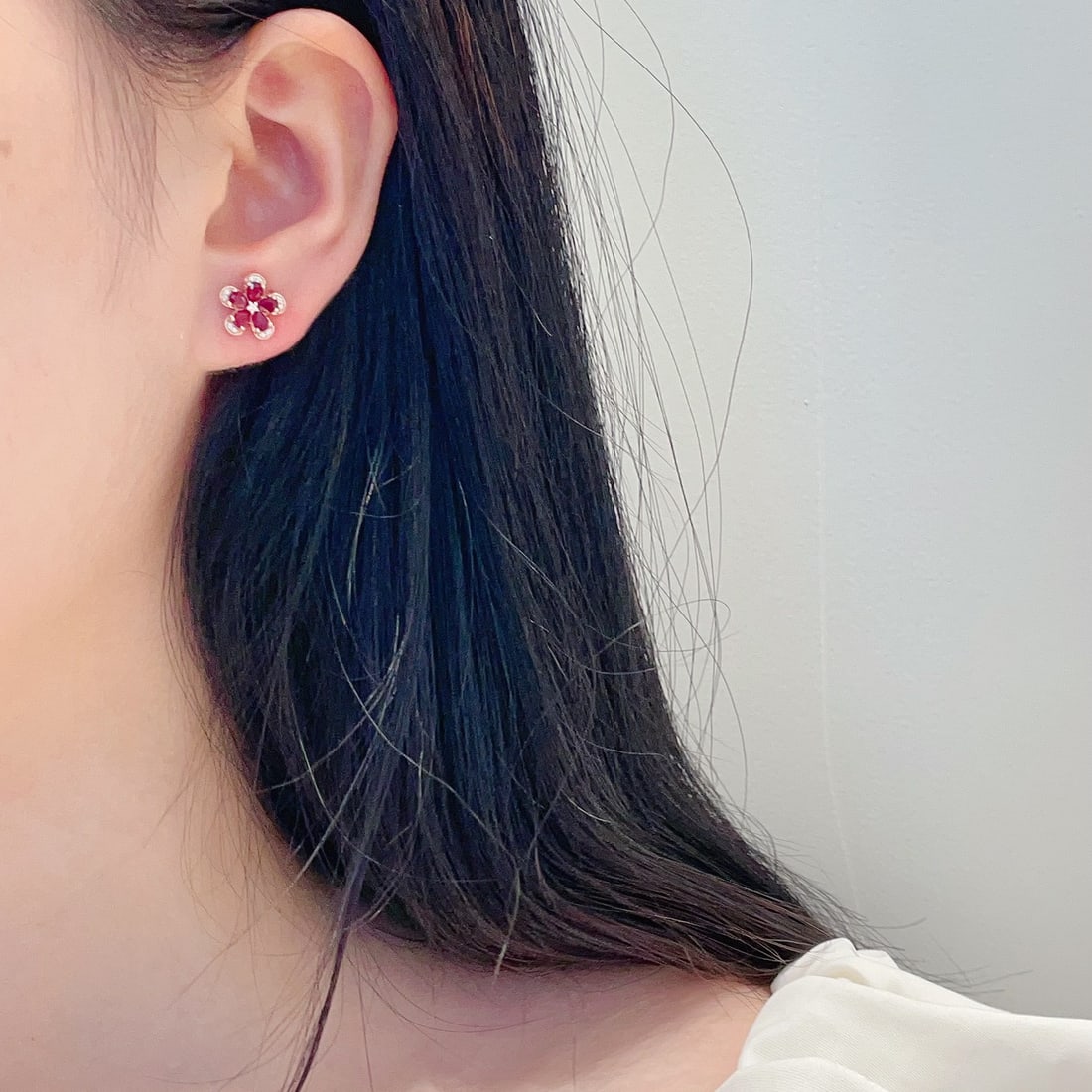 14k Gold 1.52 Ctw Natural Ruby & Diamond Earrings - 4