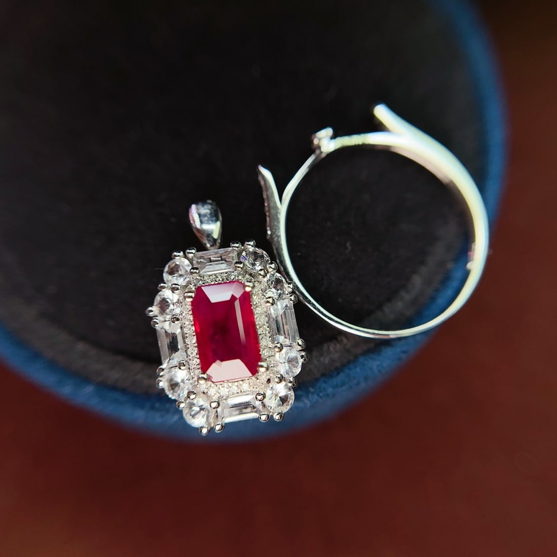 14k Gold 1.25 Ct Natural Ruby & Diamond & Sapphire Ring/pendant( Without Chain ) - 4