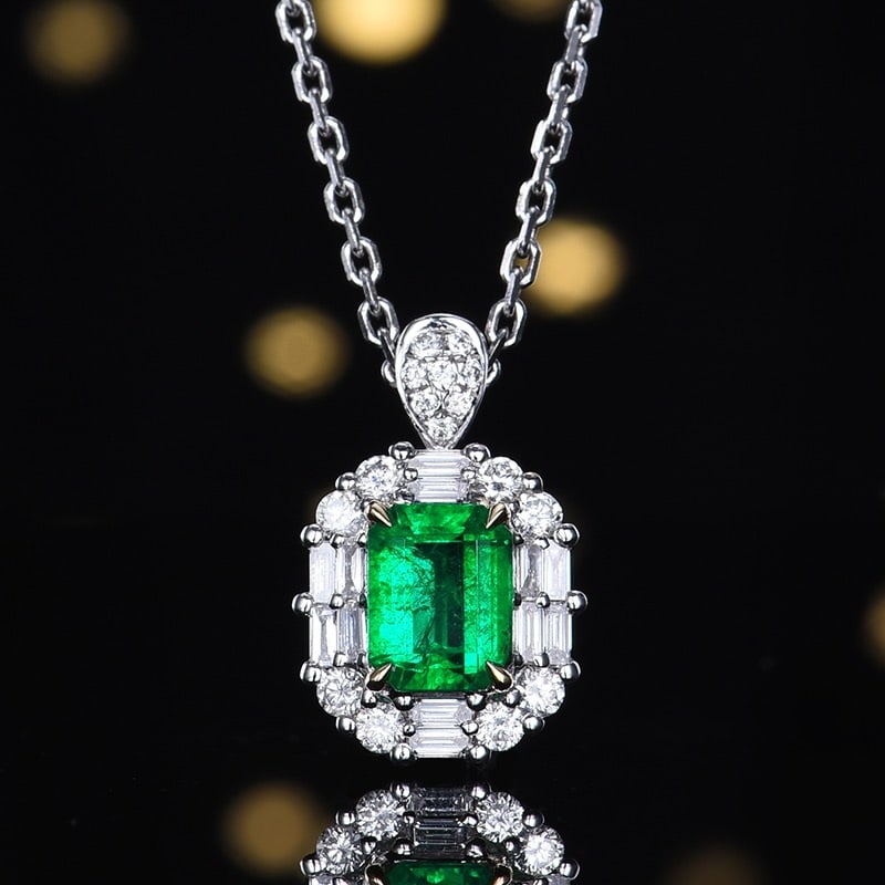 14k Gold 1.34 Ctw Vivid Green Natural Emerald & Diamond Ring/pendant( Without Chain ) - 4