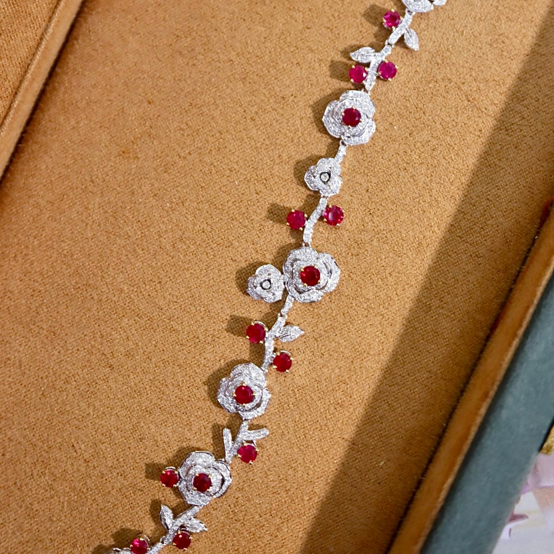 14k Gold 3.48 Ctw Natural Ruby & Diamond Bracelet - 4