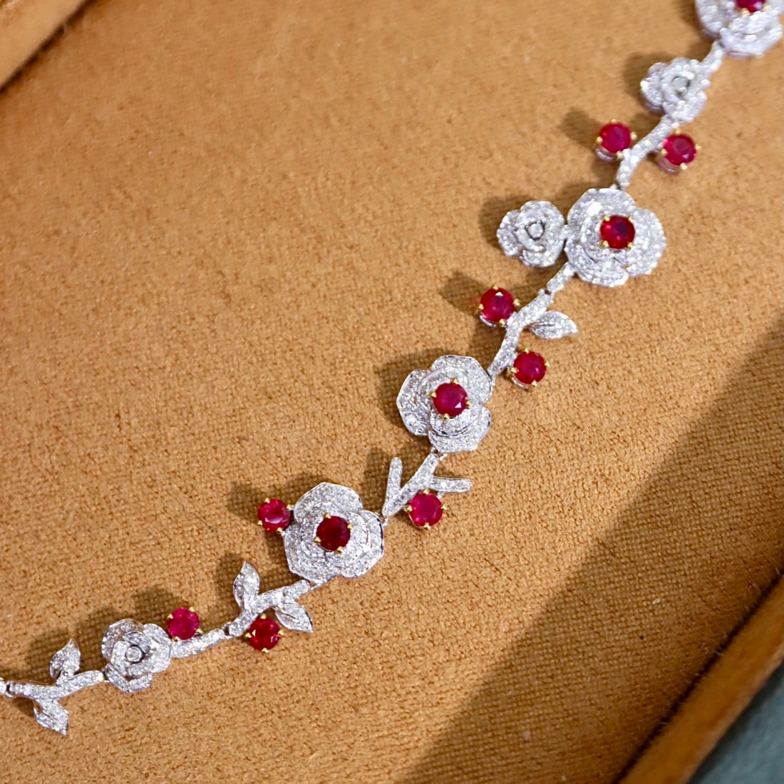 14k Gold 3.48 Ctw Natural Ruby & Diamond Bracelet - 5
