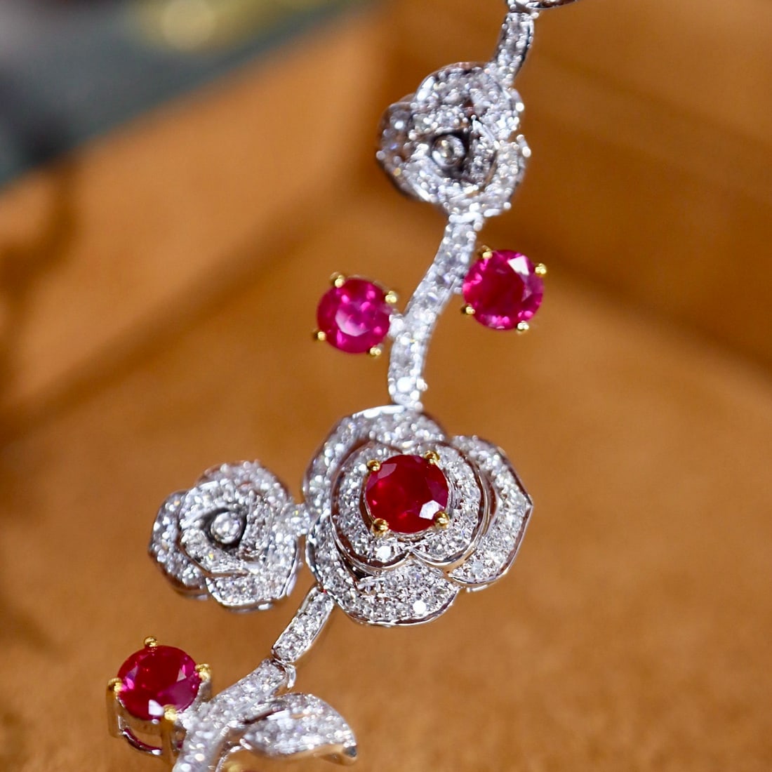 14k Gold 3.48 Ctw Natural Ruby & Diamond Bracelet - 6